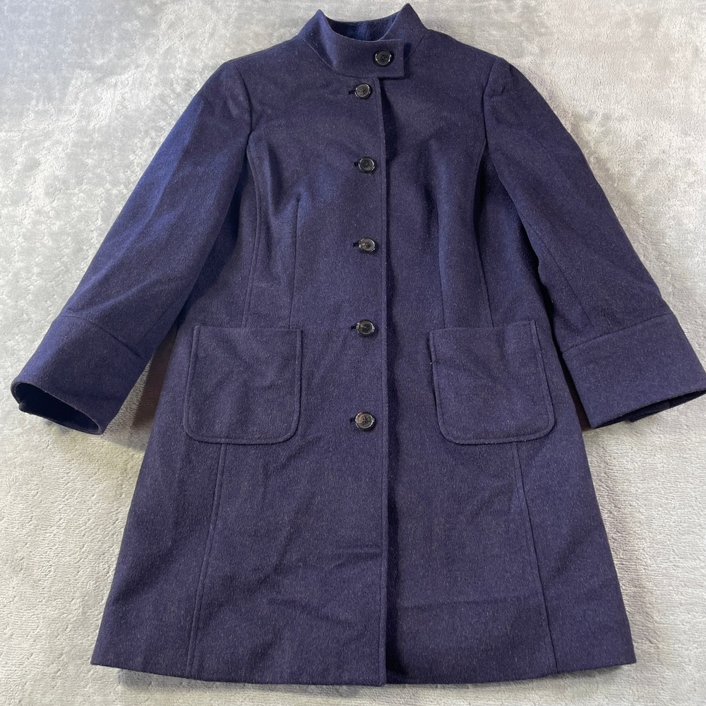 Brooks Brothers Pea‎ Coat Women 8 Purple Wool Blend Luxury Preppy Italy